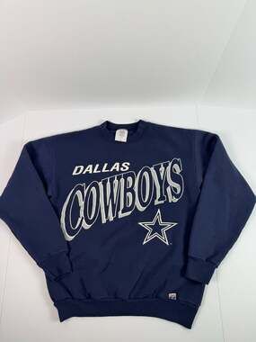 Vintage Dallas Cowboys Sweatshirt Logo 7 Navy Blue Crewneck Size Small